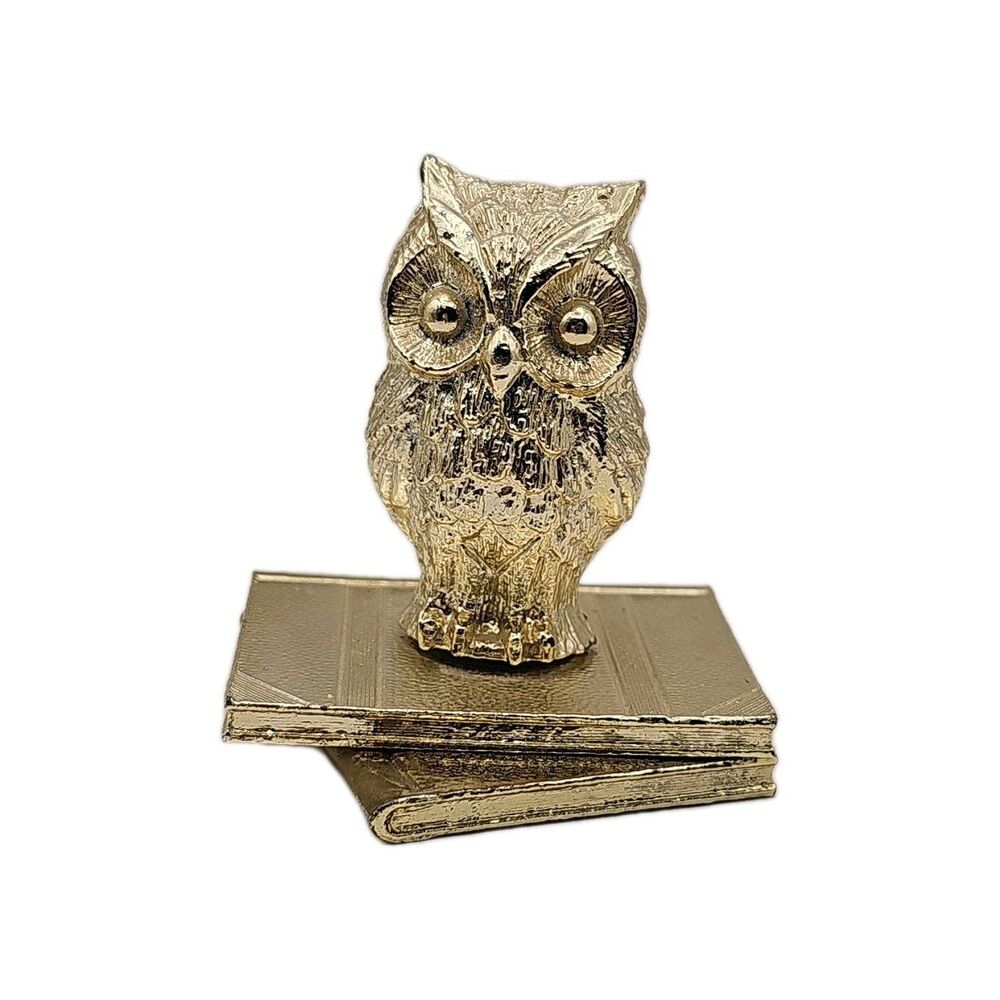 Vintage Solid Brass Owl Sitting On Books, Adjustable (See Photos)